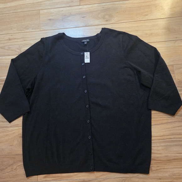 𝅺Talbots Women's Plus 3/4 Sleeve Button Front Cardigan Black Size 2X NWT - Picture 3 of 5